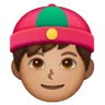 Person With Skullcap: Medium Skin Tone Emoji 👲🏽 image - Samsung style