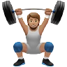 Person Lifting Weights: Medium Skin Tone Emoji 🏋🏽 image - Apple style