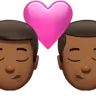 Kiss: Man, Man, Medium-Dark Skin Tone Emoji 👨🏾‍❤️‍💋‍👨🏾 image - Apple style