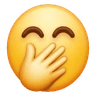 Visage souriant avec des yeux souriants et la main couvrant la bouche Emoji 🤭 image - Huawei Harmony OS style