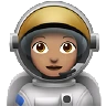 Woman Astronaut: Medium Skin Tone Emoji 👩🏽‍🚀 image - Apple style