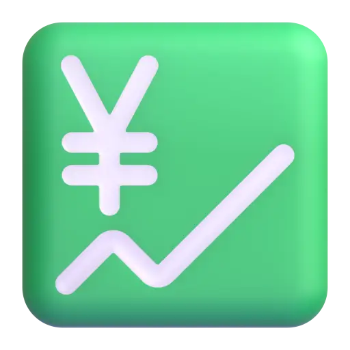 Courbe ascendante et symbole yen