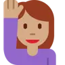 Woman Raising Hand: Medium Skin Tone Emoji 🙋🏽‍♀️ image - Twitter / X (Twemoji) style
