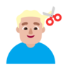 Man Getting Haircut: Medium-Light Skin Tone Emoji 💇🏼‍♂️ image - Microsoft Classic 2D style