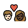 Kiss: Woman, Man, Light Skin Tone, Dark Skin Tone Emoji 👩🏻‍❤️‍💋‍👨🏿 image - OpenMoji style