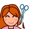 Person Getting Haircut: Medium-Light Skin Tone Emoji 💇🏼 image - Emojidex style