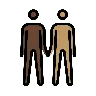 Men Holding Hands: Dark Skin Tone, Medium Skin Tone Emoji 👨🏿‍🤝‍👨🏽 image - OpenMoji style
