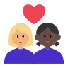 Couple With Heart: Woman, Woman, Medium-Light Skin Tone, Dark Skin Tone Emoji 👩🏼‍❤️‍👩🏿 image - Tossface style
