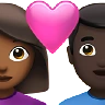 Couple With Heart: Woman, Man, Medium-Dark Skin Tone, Dark Skin Tone Emoji 👩🏾‍❤️‍👨🏿 image - Apple style