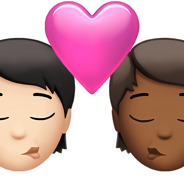 Kiss: Person, Person, Light Skin Tone, Medium-Dark Skin Tone