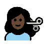 Woman Getting Haircut: Dark Skin Tone Emoji 💇🏿‍♀️ image - OpenMoji style
