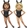 Women With Bunny Ears: Medium Skin Tone, Medium-Light Skin Tone Emoji 👩🏽‍🐰‍👩🏼 image - Apple style