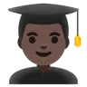 Man Student: Dark Skin Tone Emoji 👨🏿‍🎓 image - Google Noto Color style