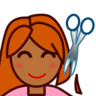 Person Getting Haircut: Medium-Dark Skin Tone Emoji 💇🏾 image - Emojidex style