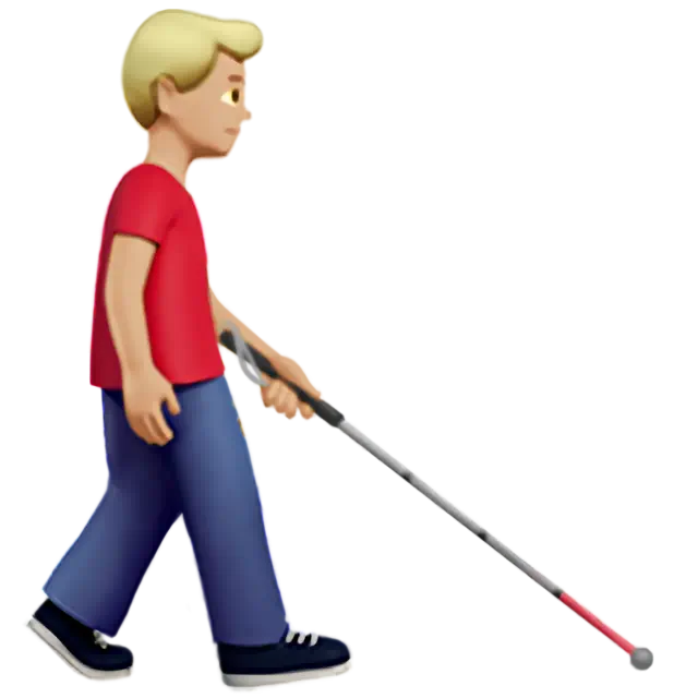 Man With White Cane Facing Right: Medium-Light Skin Tone