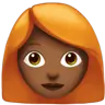Woman: Medium-Dark Skin Tone, Red Hair Emoji 👩🏾‍🦰 image - Apple style