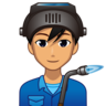 Man Factory Worker: Medium Skin Tone Emoji 👨🏽‍🏭 image - Emojidex style