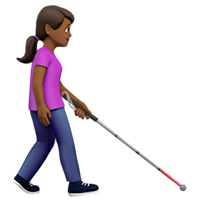 Woman With White Cane Facing Right: Medium-Dark Skin Tone