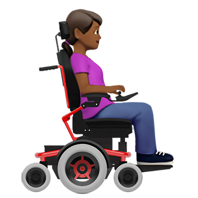 Woman In Motorized Wheelchair Facing Right: Medium-Dark Skin Tone