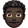 Man: Dark Skin Tone, Curly Hair Emoji 👨🏿‍🦱 image - Apple style
