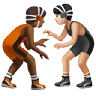 People Wrestling: Medium-Dark Skin Tone, Light Skin Tone Emoji 🧑🏾‍🫯‍🧑🏻 image - Apple style