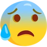 Enfrente com a boca aberta e suor frio Emoji 😰 image - Facebook Messenger (2016) style