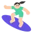 Woman Surfing: Light Skin Tone