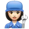 Woman Mechanic: Light Skin Tone Emoji 👩🏻‍🔧 image - WhatsApp style