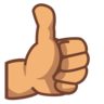 Thumbs Up: Medium Skin Tone Emoji 👍🏽 image - Emojidex style