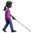 Woman With White Cane Facing Right: Dark Skin Tone