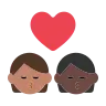 Kiss: Person, Person, Medium Skin Tone, Dark Skin Tone Emoji 🧑🏽‍❤️‍💋‍🧑🏿 image - Tossface style
