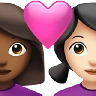 Couple With Heart: Woman, Woman, Medium-Dark Skin Tone, Light Skin Tone Emoji 👩🏾‍❤️‍👩🏻 image - Apple style