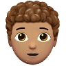 Person: Medium Skin Tone, Curly Hair Emoji 🧑🏽‍🦱 image - Apple style