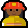 Woman Firefighter: Medium-Dark Skin Tone Emoji 👩🏾‍🚒 image - Microsoft Windows 10 Segoe UI Emoji style