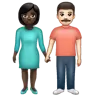 Woman And Man Holding Hands: Dark Skin Tone, Light Skin Tone Emoji 👩🏿‍🤝‍👨🏻 image - WhatsApp style