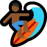 Person Surfing: Medium-Dark Skin Tone Emoji 🏄🏾 image - Microsoft Windows 10 Segoe UI Emoji style