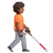 Person With White Cane Facing Right: Medium-Dark Skin Tone