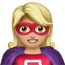 Woman Superhero: Medium-Light Skin Tone Emoji 🦸🏼‍♀️ image - Apple style