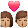 Kiss: Woman, Man, Medium Skin Tone Emoji 👩🏽‍❤️‍💋‍👨🏽 image - Samsung style