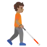 Person With White Cane Facing Right: Medium Skin Tone Emoji 🧑🏽‍🦯‍➡️ image - Google Noto Color style