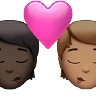 Kiss: Person, Person, Dark Skin Tone, Medium Skin Tone Emoji 🧑🏿‍❤️‍💋‍🧑🏽 image - Apple style