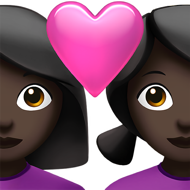 Couple With Heart: Woman, Woman, Dark Skin Tone