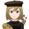 Woman Artist: Light Skin Tone Emoji 👩🏻‍🎨 image - Emojidex style