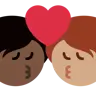 Kiss: Person, Person, Dark Skin Tone, Medium Skin Tone Emoji 🧑🏿‍❤️‍💋‍🧑🏽 image - Twitter / X (Twemoji) style