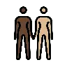 Women Holding Hands: Dark Skin Tone, Medium-Light Skin Tone Emoji 👩🏿‍🤝‍👩🏼 image - OpenMoji style