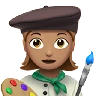 Woman Artist: Medium Skin Tone Emoji 👩🏽‍🎨 image - Apple style