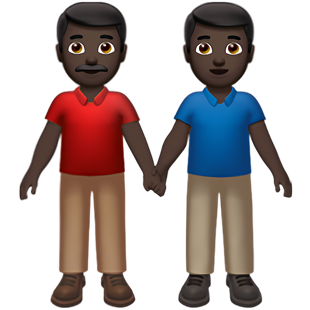 Men Holding Hands: Dark Skin Tone
