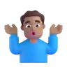 Man Shrugging: Medium Skin Tone Emoji 🤷🏽‍♂️ image - Microsoft 3D Fluent style