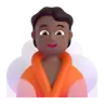 Person In Steamy Room: Medium-Dark Skin Tone Emoji 🧖🏾 image - Microsoft 3D Fluent style