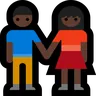 Woman And Man Holding Hands: Dark Skin Tone Emoji 👫🏿 image - Microsoft Windows 10 Segoe UI Emoji style